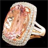 Morganite & Diam Ring 14K Gold 19.15ct & 1.57ctw