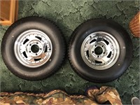 New Chrome trailer wheels with tires X2