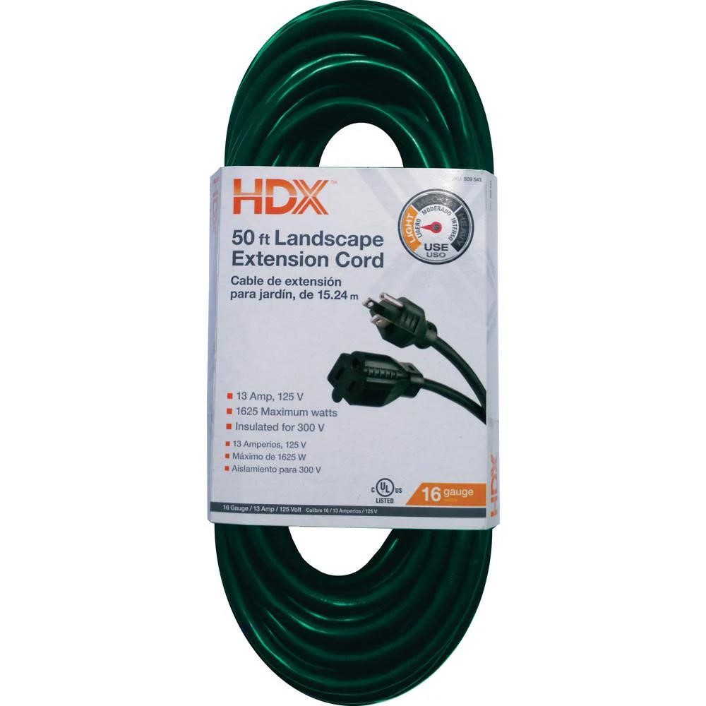 HDX 50 Ft. 16/3  Landscape Extension Cord, Green