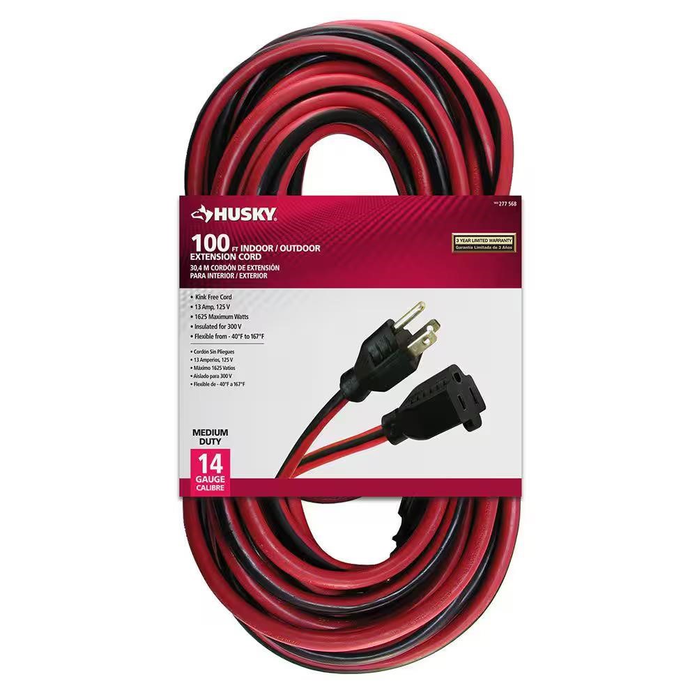 Husky 100 ft. 14/3 Indoor/Outdoor Extension Cord