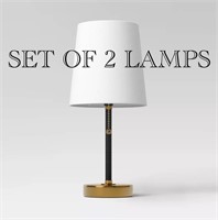 SET OF 2 Mini Stick Table Lamps Black and Gold