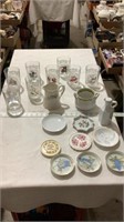 Norman Rockwell glasses, creamer dishes,