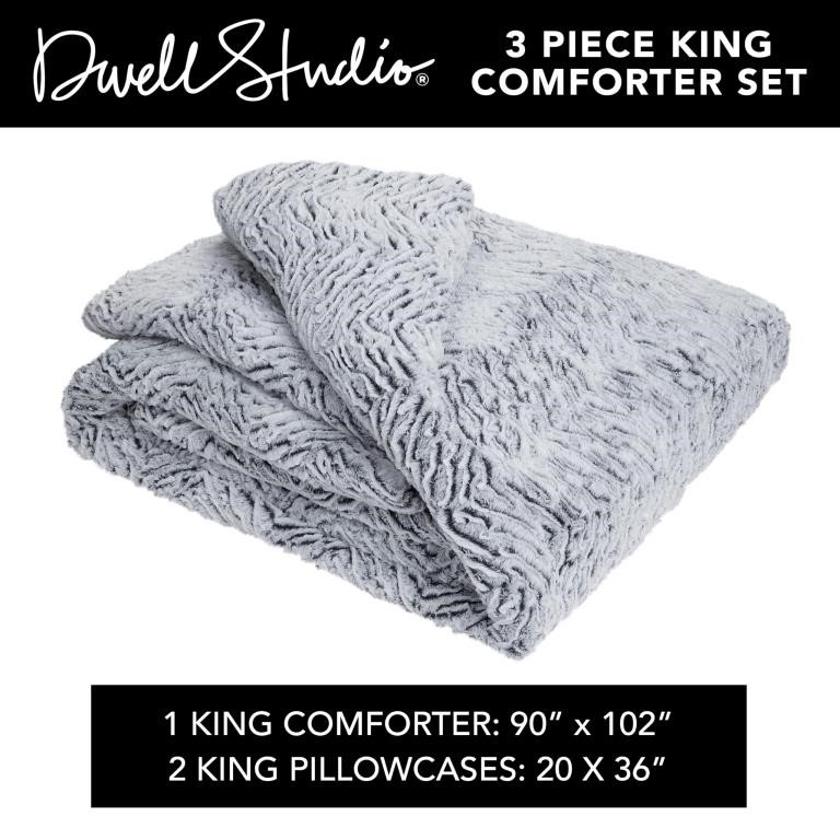 3pc Faux Fur Bedding Comforter Set - King Size