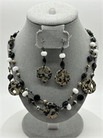 Sterling Silver Leopard Jasper Necklace & Earrings