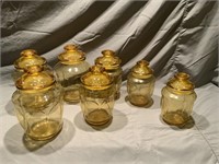 Vintage Anchor Hocking Amber Apothecary Jars