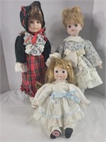 Lot of porcelain dolls 2 w/ stands