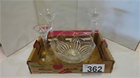 Vintage Lead Crystal Bowl / (3) Vintage Crystal