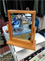 Heavy wood frame swivel dresser top mirror