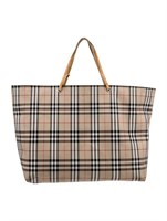 Burberry Brown Canvas House Check Open Top Tote