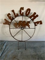 Horse welcome metal yard sign