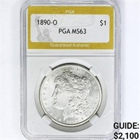 1890-O Morgan Silver Dollar PGA MS63