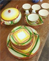 Homespun hand-painted vermonware dish set