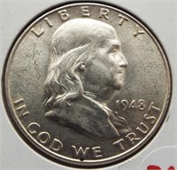 1948-D Franklin half dollar. BU.