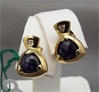 14K Yellow gold earrings featuring diamond and