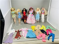 6 Barbie dolls w/ extras