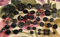 45 Black Glass Buttons