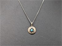 .925 Sterling Silver Turquoise Pendant & Chain