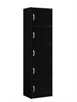 Black Wood 5-shelf Standard Bookcase
