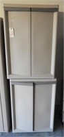 (2) Two door stacking plastic storage cabinets