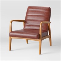 Northway Wood Armchair Brown Faux Leather
