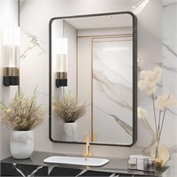 18x24 Black Bathroom Mirror  Wall-Mounted