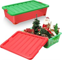 2 Pack 53 Qt Holiday Plastic Under Bed Storage
