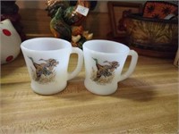 Pair of Fire King milk glass cups featuring