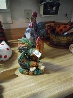 Ceramic rooster 11.5" tall and chicken family