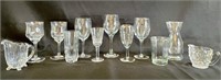 High-end wine glasses;early Fostoria cream pitcher