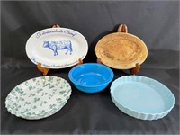 Pie dishes, platter, bowl