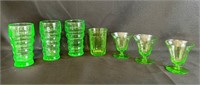 Set of Small green glasses