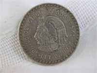 1948 Cinco Pesos Mexico Silver Coin