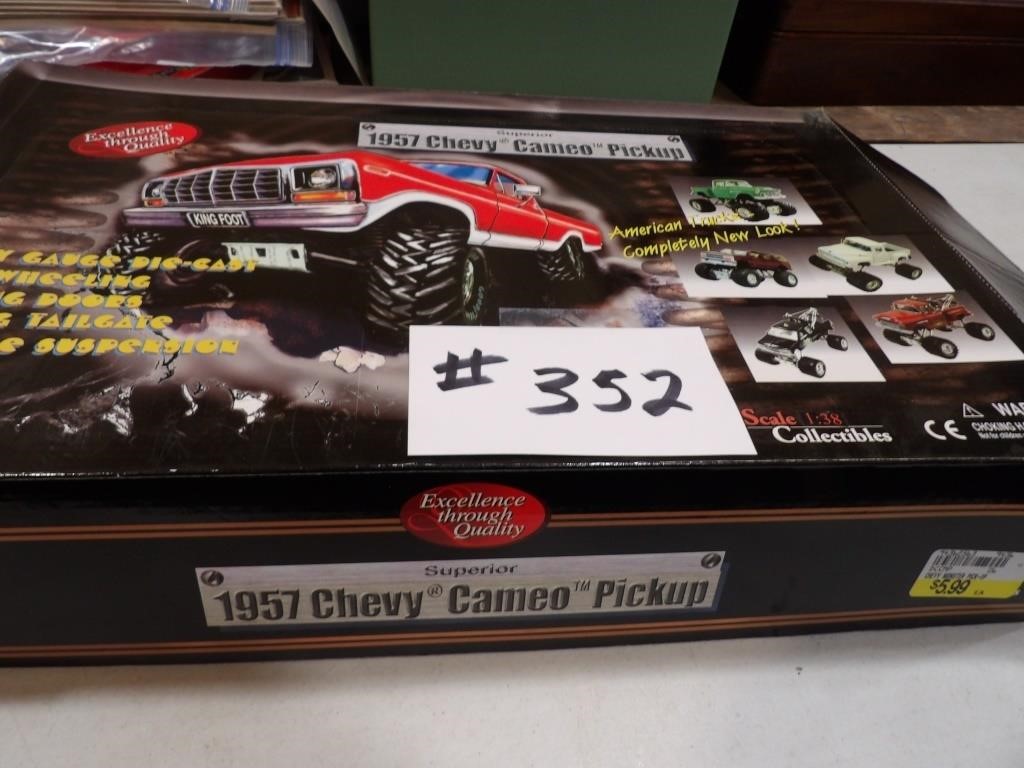 5) heavy die cast 1957 Chevy Cameo pickups