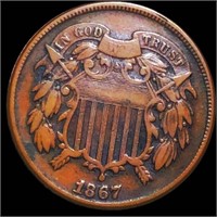 1867 Two Cent Piece LIGHTLY CIRCULATED