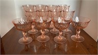 Vtg. Set of Arcoroc Rosaline Pink Swirl