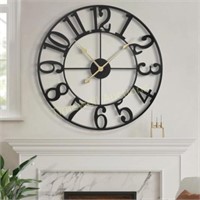 LEIKE 24 Inch Wall Clock  Vintage Rustic Black