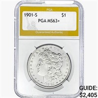 1901-S Morgan Silver Dollar PGA MS63+