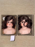Two vintage Minerva porcelain doll busts