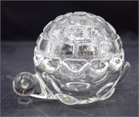 (S2) Art Glass Turtle Trinket Box - 3.5" tall