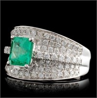 1.57ct Emerald & 0.87ct Diam Ring in 18K WG