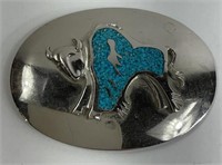 Turquoise Nickle Plate Belt Buckle