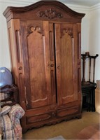 Antique 7.5' Knockdown Wardrobe Armoire Cabinet