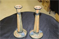 Weller Pottery Candle Holders Decorated with