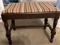 VINTAGE VANITY STOOL WITH STRIPED UPHOLSTERY SEAT