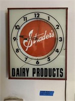 VINTAGE STRADER'S DAIRY PRODUCTS ELECTRIC CLOCK