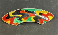 MID CENTURY ENAMELLED STERLING BROOCH