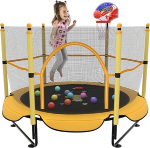 5FT Kids Trampoline  Safety Enclosure  Yellow