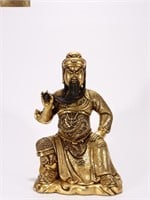 Chinese Gilt Bronze Guangong Statue