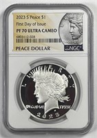 2023-S Peace Silver $1 Proof 1st Day FDI NGC PF70