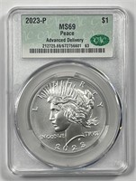 2023 Peace Silver $1 CAC MS69 Advanced Delivery